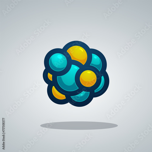 Multicellular organism with lots of cells cluster together. Can represent elements from medical science. 3D cell grouped in one. 