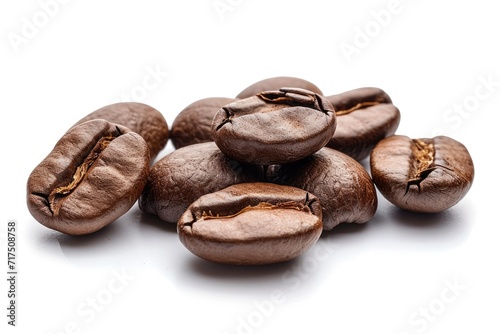Coffee beans roasted and isolated on white background