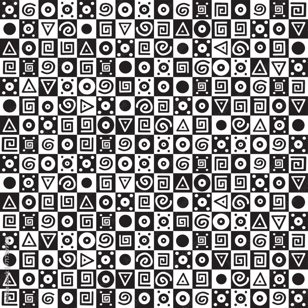 Black and white geometric seamless pattern. Good for textile fabric design, wrapping paper, website wallpapers, textile, wallpaper and apparel. Vector Illustration Black and white geometric seamless pattern. Good for textile fabric design, wrapping paper, website wallpapers, textile, wallpaper and apparel. Vector Illustration