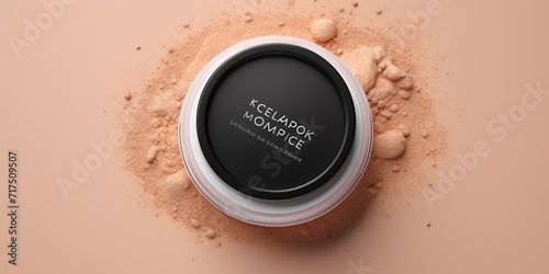 Create a blank makeup setting powder jar mockup with customizable powder texture.