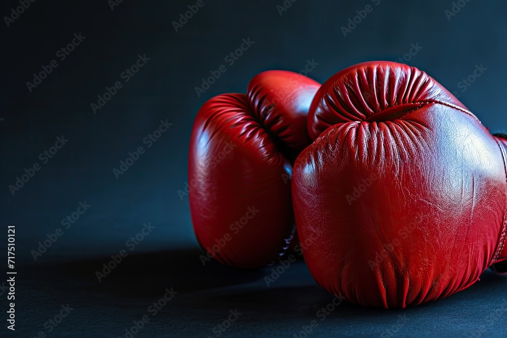 Empty space for text on black background with boxing gloves