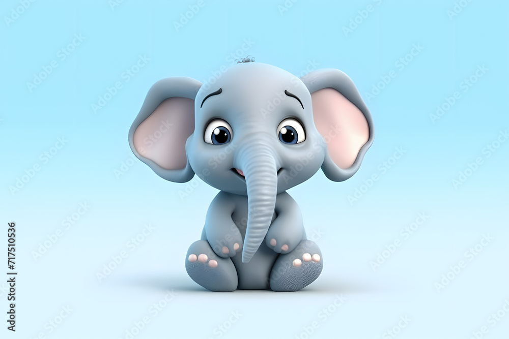 3d rendering cute Elephant cartoon