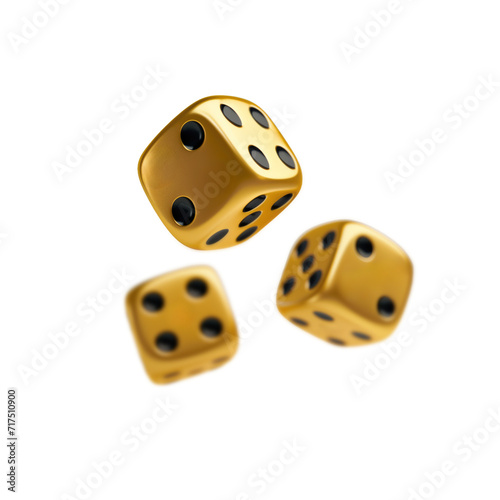 3 casino dice falling from the sky  on isolated background