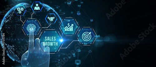 Sales growth, increase sales or business growth concept. 3d illustration photo