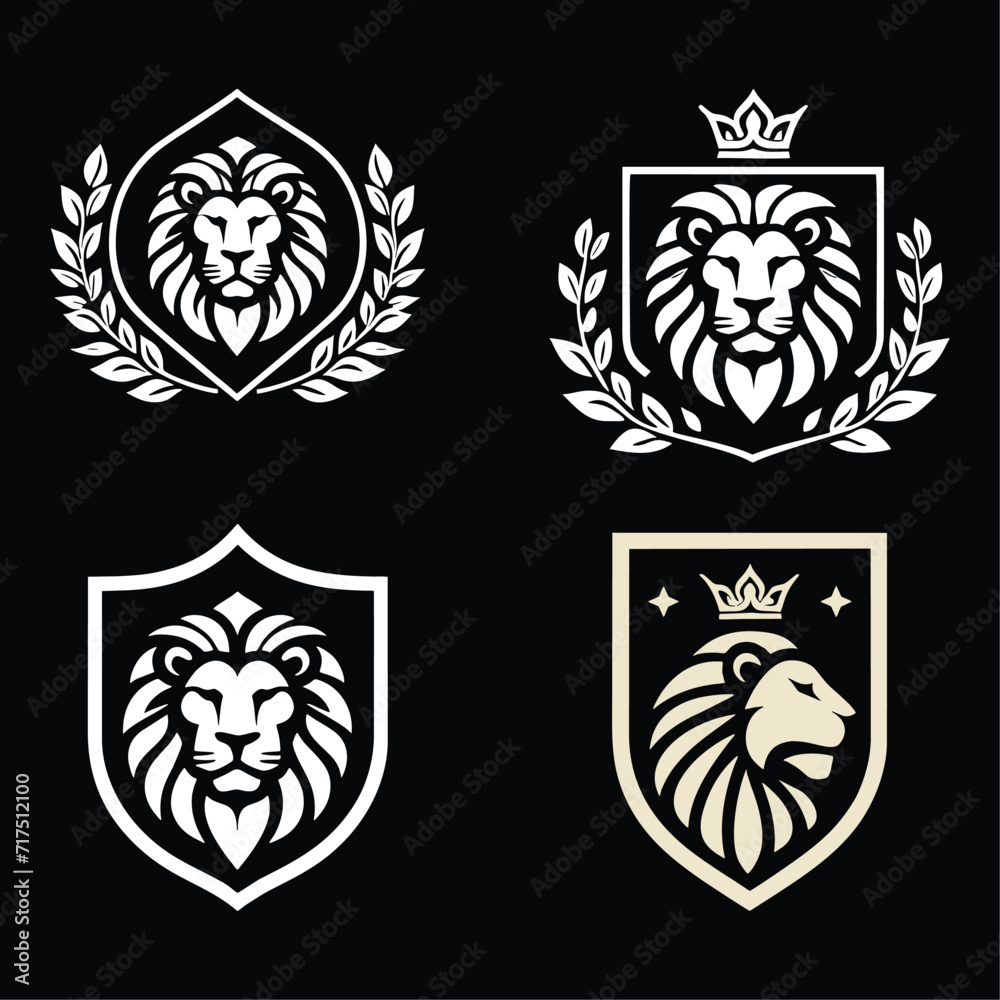 LION HEAD WITH FRAME LOGO VECTOR