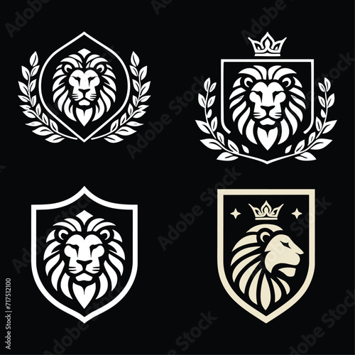 LION HEAD WITH FRAME LOGO VECTOR