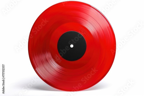 Isolated white background with new red vinyl record photo