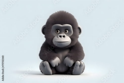 3d rendering cute Gorilla cartoon