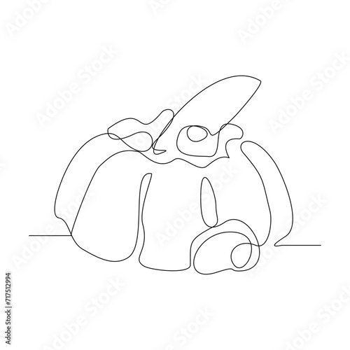Continuous single line sketch drawing of panna cotta pudding jelly italian. One line art of dessert food snack meal food vector illustration
