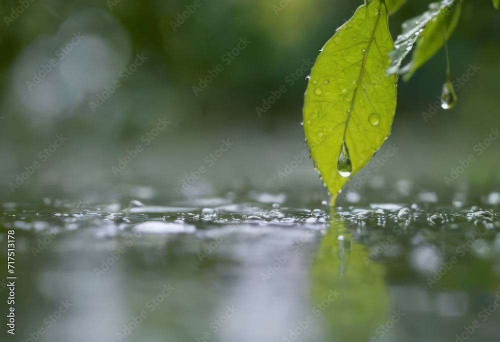 Large beautiful drops of transparent rain water on a green leaf macro. Drops of dew in the morning glow in the sun. Beautiful leaf texture in nature. Natural background Large beautiful drops of transparent rain water on a green leaf macro. Drops of dew in the morning glow in the sun. Beautiful leaf texture in nature. Natural background