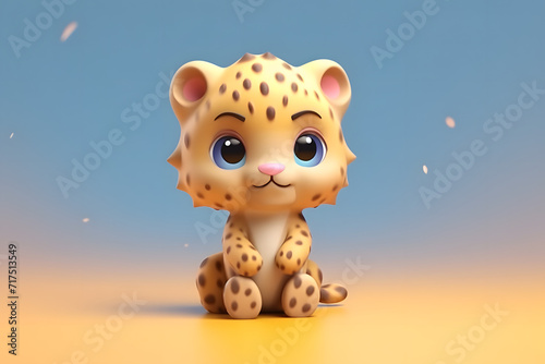 3d rendering cute leopard cartoon