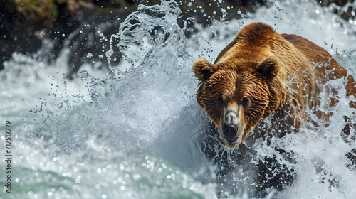 bear hunting in river photo