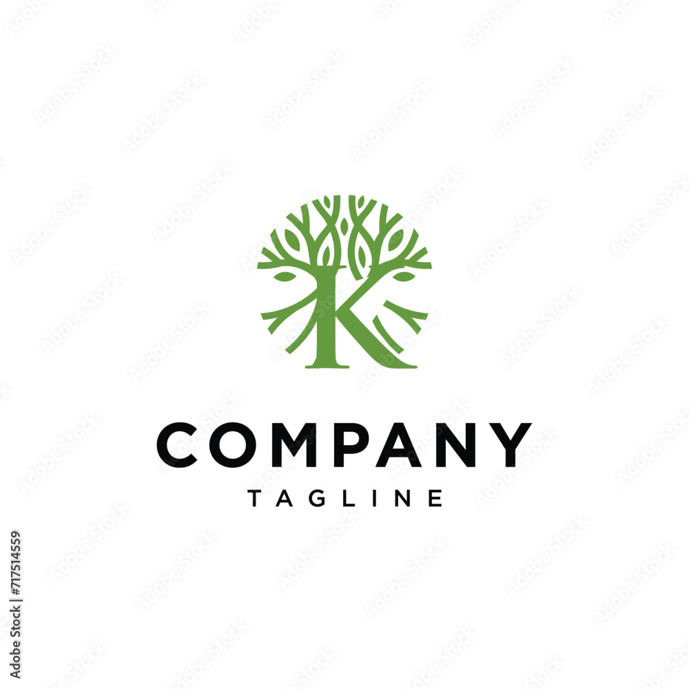 
Letter K Tree Logo icon vector template.eps
