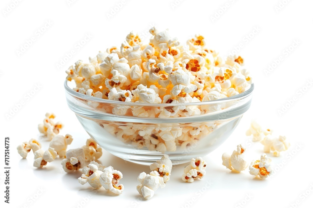 Delicious popcorn in bowl isolated on white Delicious popcorn in bowl isolated on white