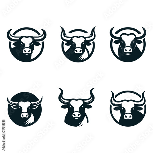 SIX LOGO SET OF BULL VECTOR