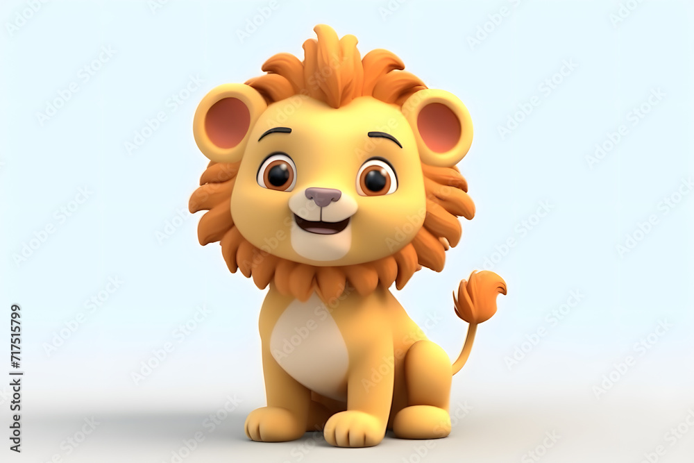 Naklejka premium 3d rendering cute Lion cartoon