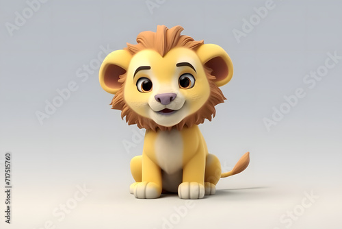 3d rendering cute Lion cartoon