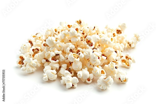 Top view of salted popcorn isolated on white background