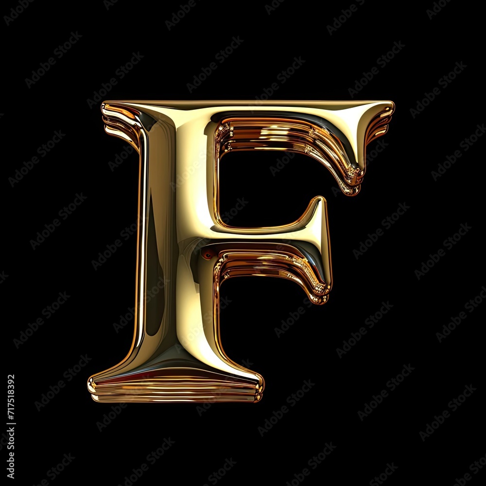 Letter F Logo Gold Metal Symbol Style Generative AI Letter F Logo Gold Metal Symbol Style Generative AI