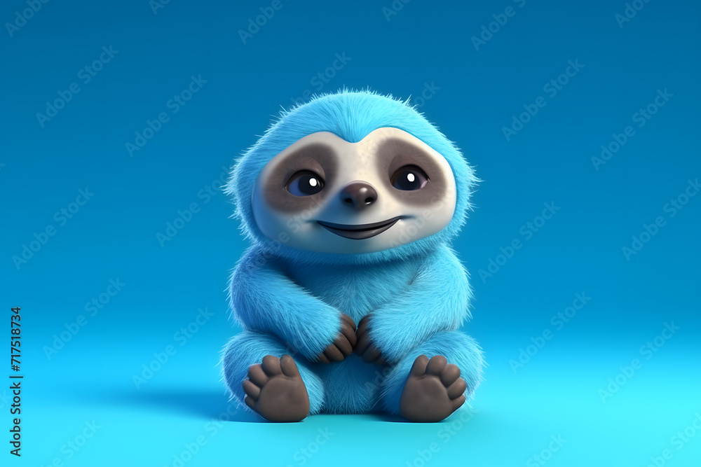 Obraz premium 3d rendering cute Sloth cartoon