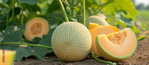 Melons, common in tropical regions, flourish in lowlands with a harvest time of 70-90 days post-planting, boasting a sweet and refreshing taste. photo