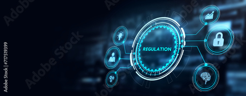 Business, Technology, Internet and network concept. Regulation Compliance Rules Law Standard. 3d illustration