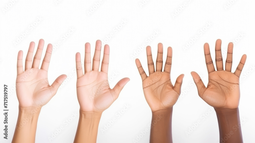 Many hands up isolated on white background Many hands up isolated on white background