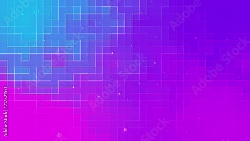 Blue and Pink Bubble on Mosaic Digital Background Animation