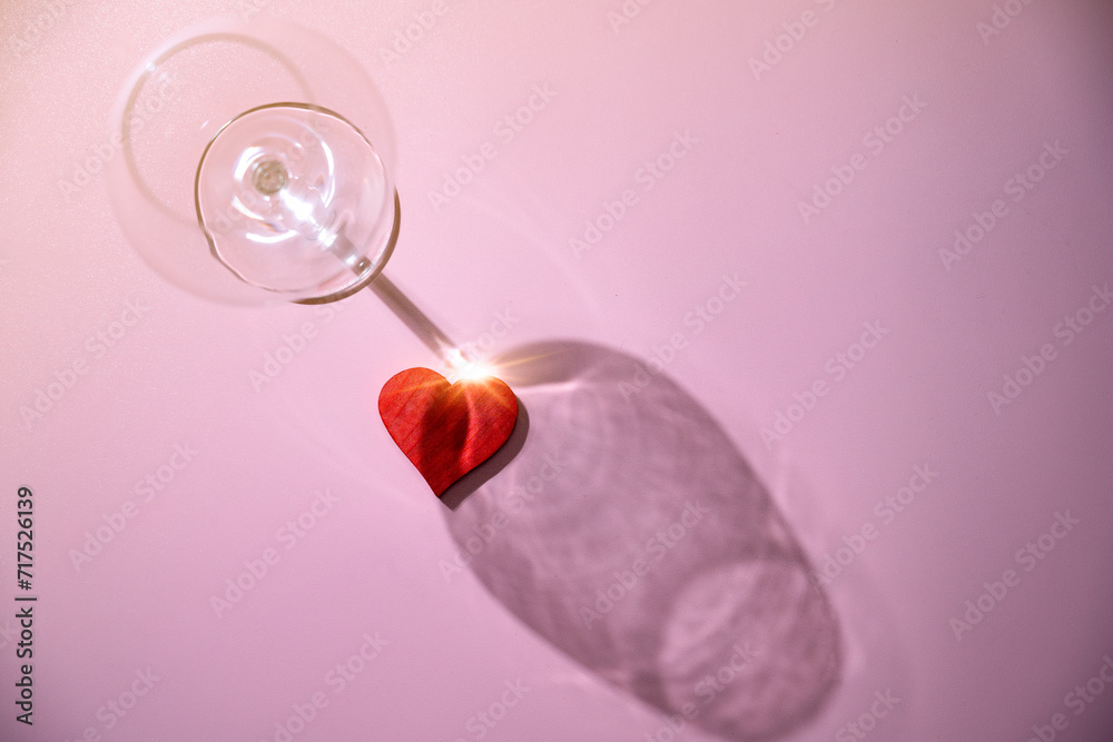 Wine glass with a red heart