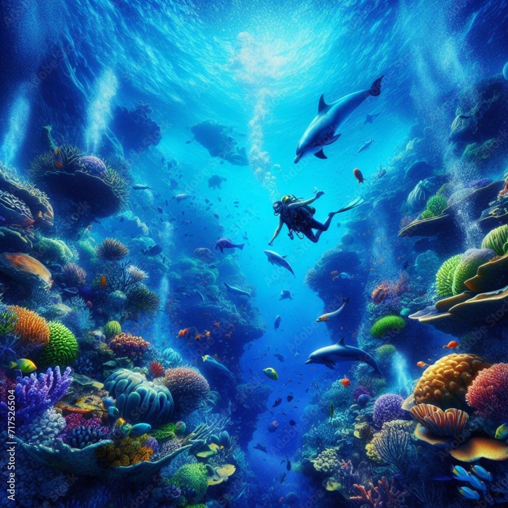 Fototapeta premium Oceanic Odyssey: Delving into the Depths