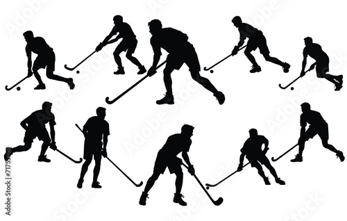 silhouettes of field hockey vector,Hockey Players