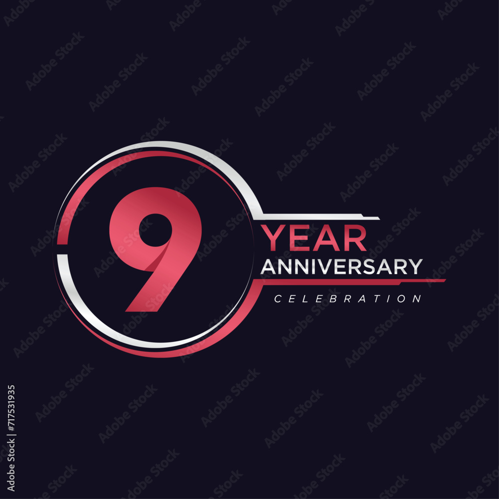 9 years anniversary golden pink color with circle ring isolated on black background for anniversary celebration event 9 years anniversary golden pink color with circle ring isolated on black background for anniversary celebration event