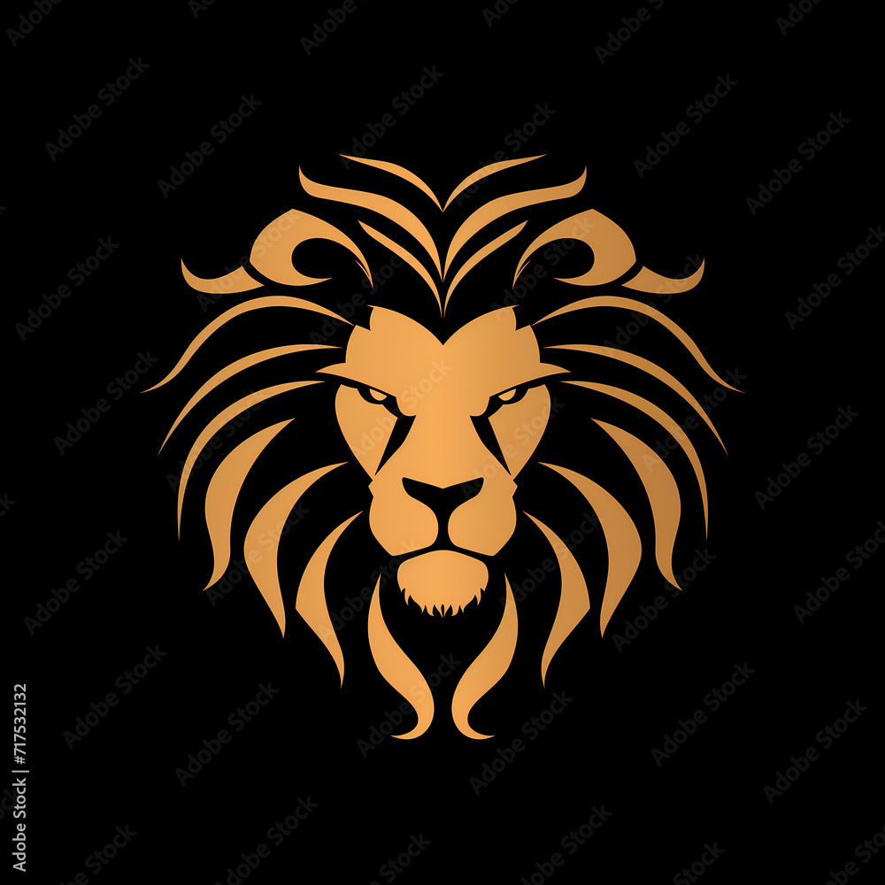 Majestic Lion Head Against a Solid Black Background Majestic Lion Head Against a Solid Black Background