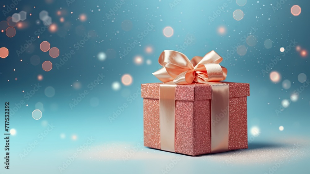 Gift box on a clean background in the style of the new year where there is space for text Gift box on a clean background in the style of the new year where there is space for text