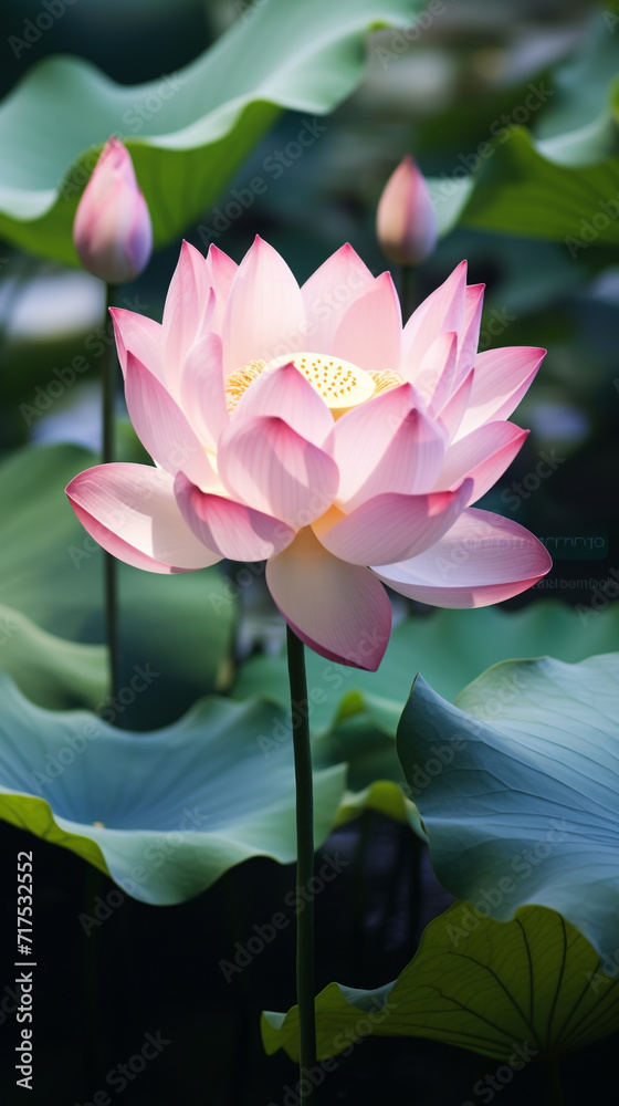 Obraz premium Colorful beauty plant water hibiscus red tropical frangipani flowers spa stones Beautiful pink water lily flower made rose water splashed white light emanating floating macro Photography Generative Ai