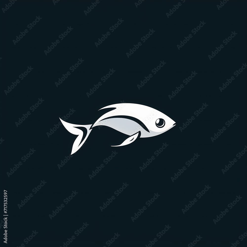 White Fish on Black Background, Simple and Striking Aquatic Image White Fish on Black Background, Simple and Striking Aquatic Image