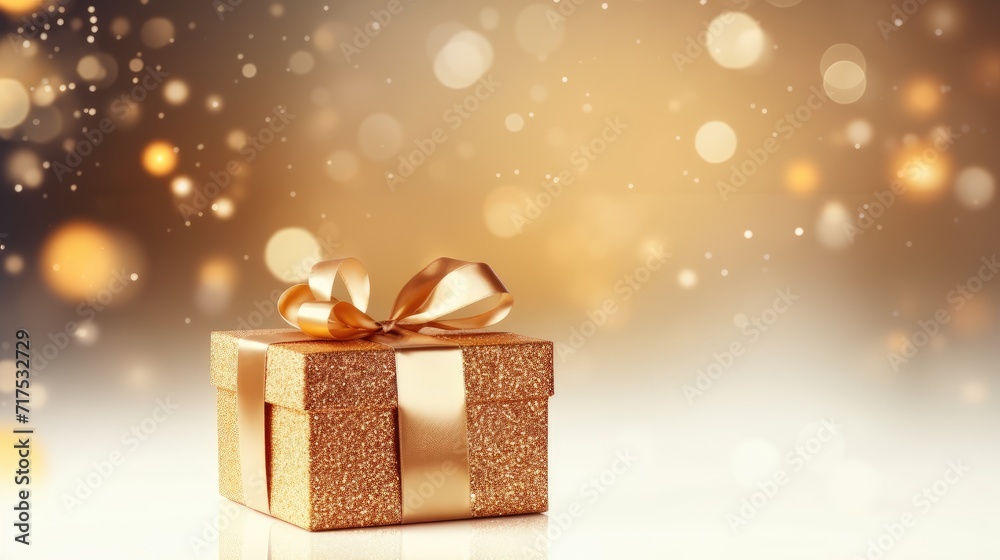 Gift box on a clean background in the style of the new year where there is space for text Gift box on a clean background in the style of the new year where there is space for text