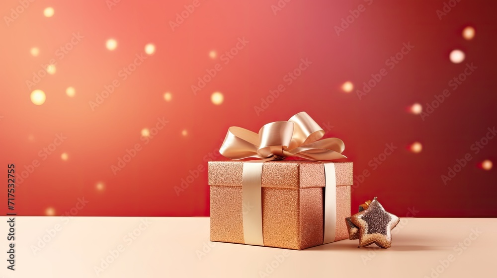 Gift box on a clean background in the style of the new year where there is space for text Gift box on a clean background in the style of the new year where there is space for text