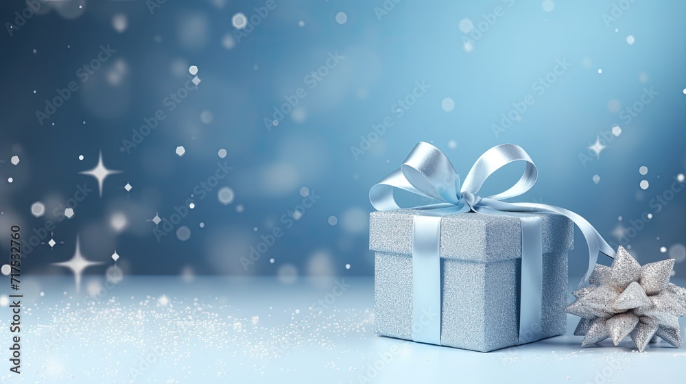 Gift box on a clean background in the style of the new year where there is space for text Gift box on a clean background in the style of the new year where there is space for text