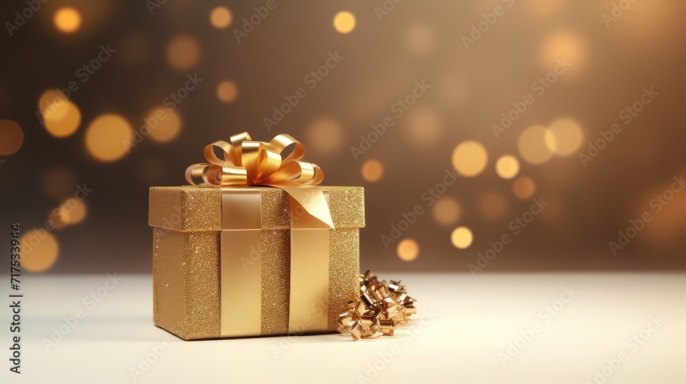 Gift box on a clean background in the style of the new year where there is space for text Gift box on a clean background in the style of the new year where there is space for text