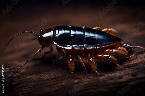beetle on wood background