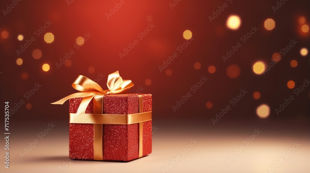 Gift box on a clean background in the style of the new year where there is space for text Gift box on a clean background in the style of the new year where there is space for text