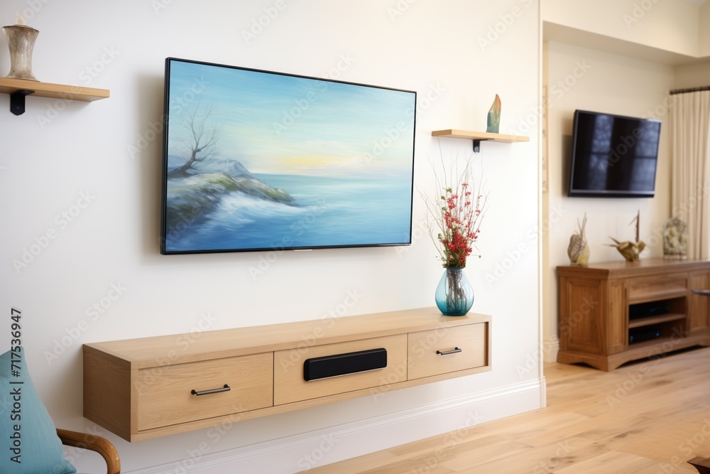 wallmounted tv with lowprofile media unit wallmounted tv with lowprofile media unit