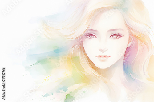 Blurred beauty in pastel Exploring the cool color palette , cartoon drawing, water color style