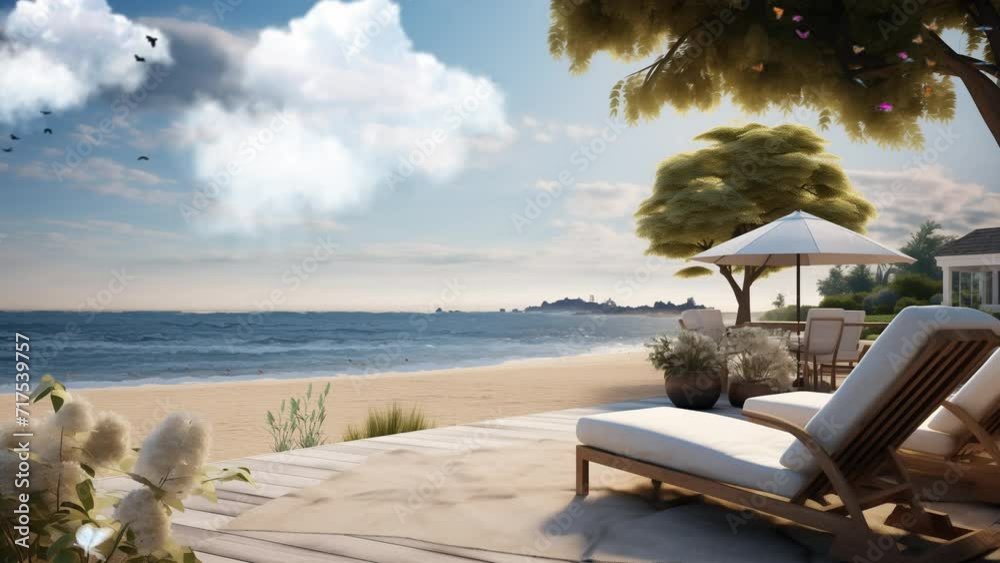 Beach front Living A Serene Beach Scene with the summer ambiance of sun ...