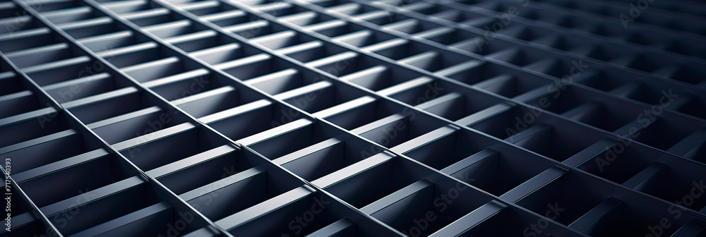 stark metallic background with shadows forming a precise and intricate pattern for a minimalist aesthetic.