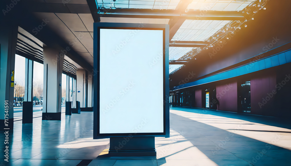 Clear Billboard in public place with blank copy space screen for advertising or promotional. Generative AI. Clear Billboard in public place with blank copy space screen for advertising or promotional. Generative AI.