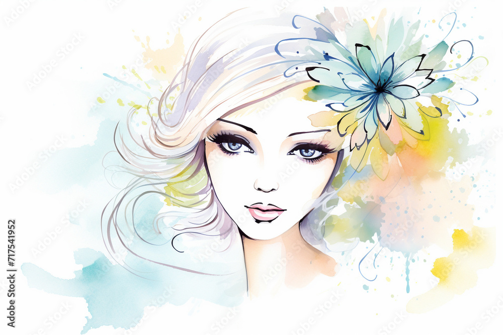 Vintage pastel beauty The artistry of cool-colored designs , cartoon drawing, water color style