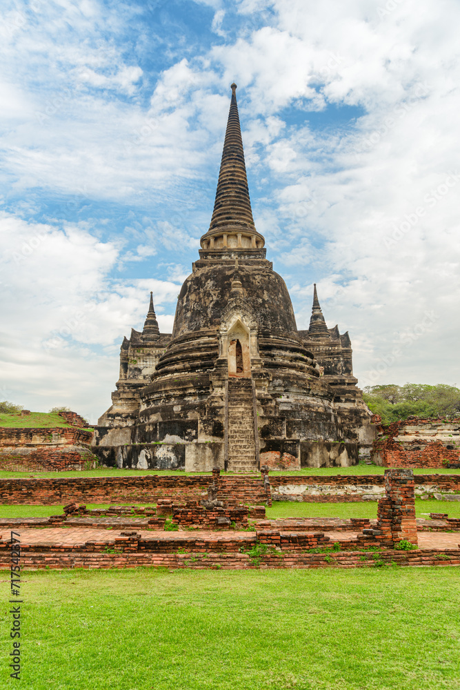 Awesome stupa (Chedi) of Wat Phra Si Sanphet in Ayutthaya