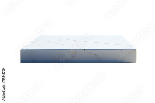 Empty white stone. Perspective of sheet floor empty stone rough Square shape marble for interior display show products. Isolated on cut out PNG or transparent background.
